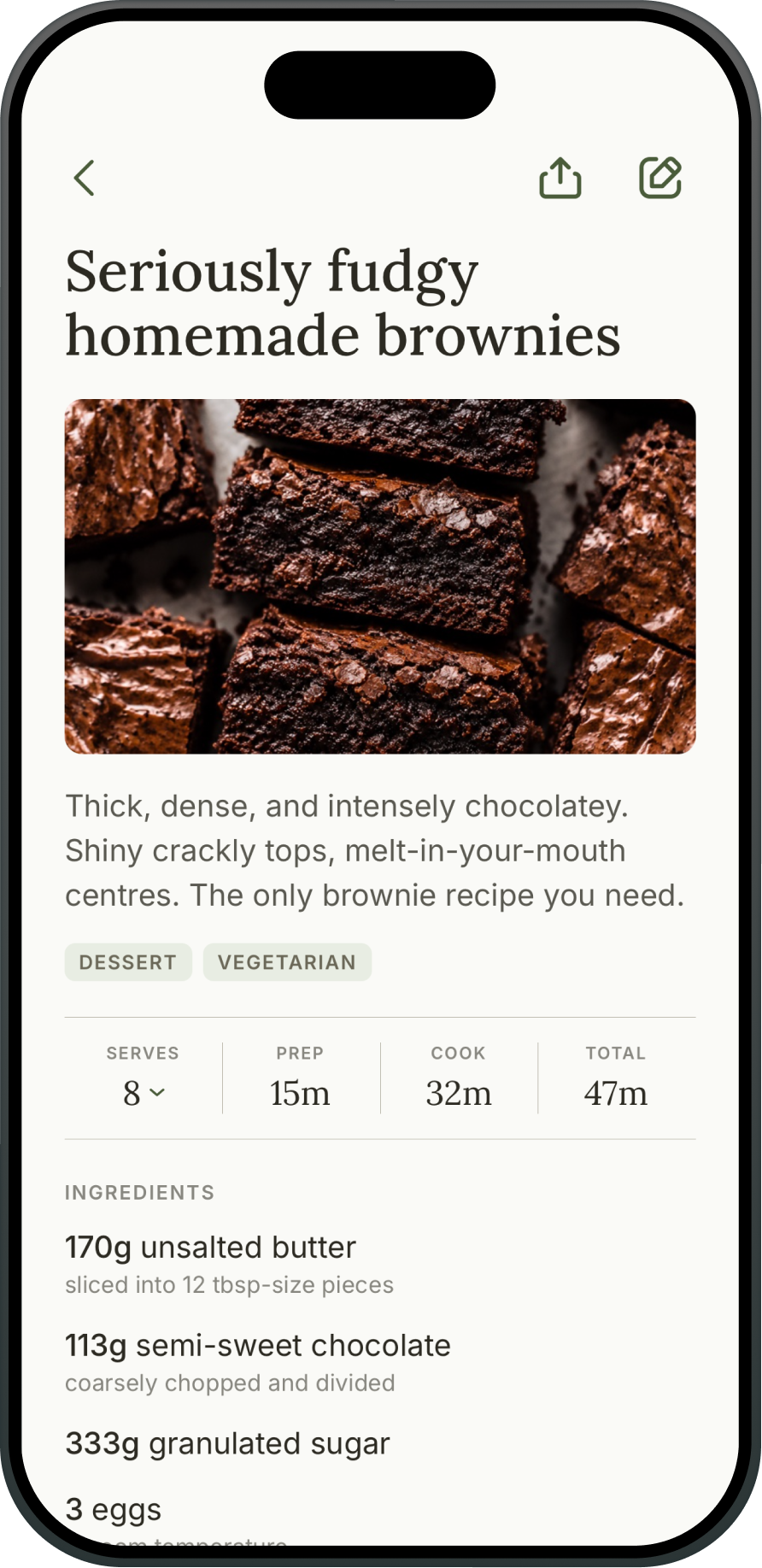 A calm, clean recipe view