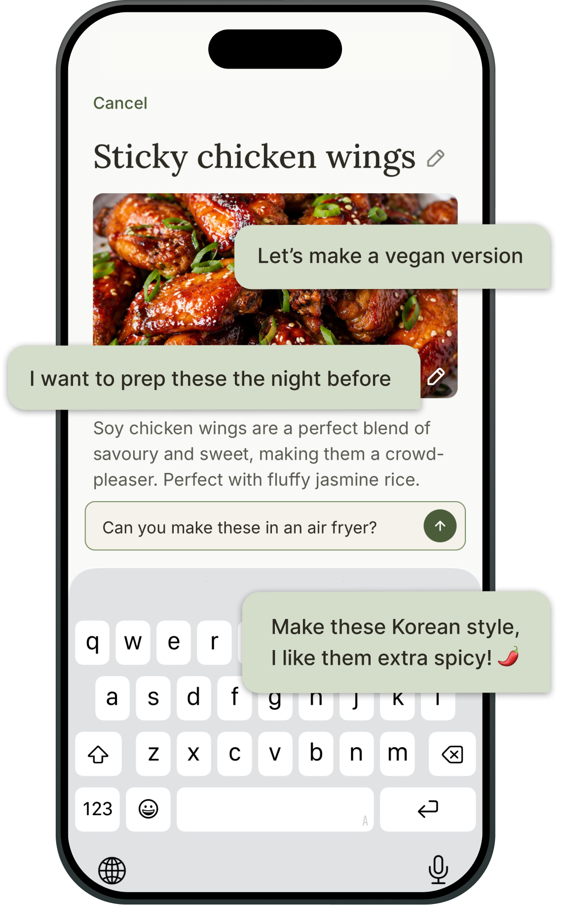 Adapting a recipe in conversation with MealSmith