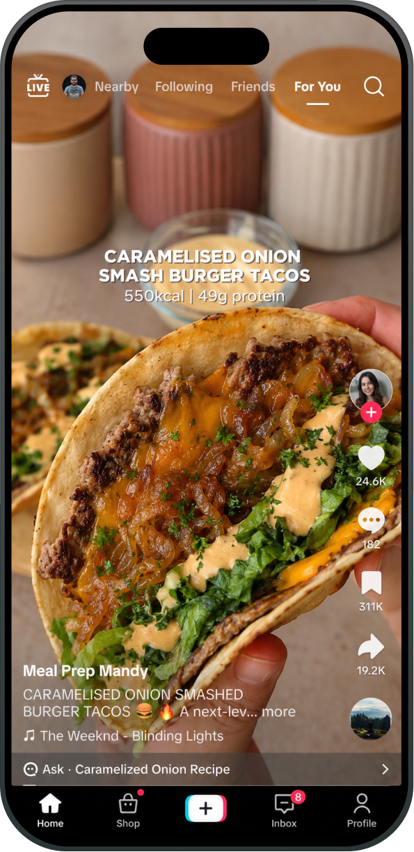 Saving a TikTok recipe in MealSmith
